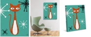 Creative Gallery Retro Cat Pin Astrobursts on Teal 24" x 20" Canvas Wall Art Print